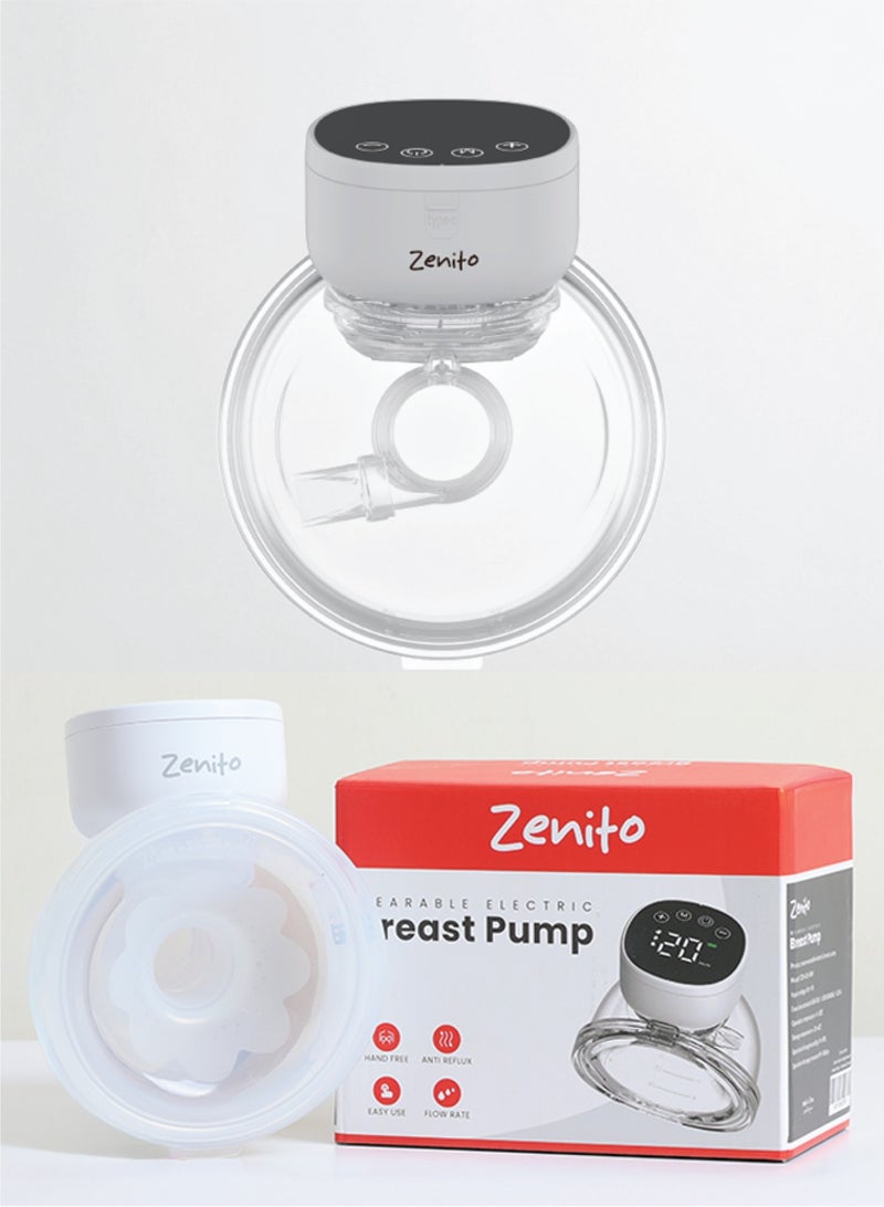 Zenito Electric Single Wearable Breast Pump - Discreet & Portable -Wearable Hands Free Electric Breast Pump Silent Invisible Breast Pump 3 Modes 9 Levels of Suction 180ML Capacity - Off white - Image 1